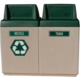 Wausau Concrete 2 Bin Trash and Recycle Container 88 Gallon Gray/Tan TF1007E23F-TF1439-0/7011-1/7021-1