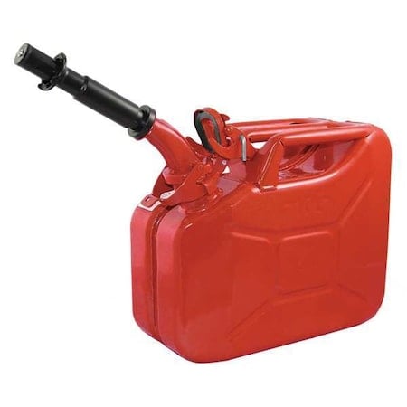 Gas Can, Cold Rolled Steel, 2.6 Gallon, Self-Venting, Includes Spout, 10 3/4 in H, Red MPN:JC0010RVS