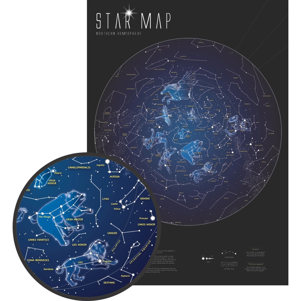 Waypoint Geographic Glow In The Dark Star Map, 33in x 23in MPN:RWPMI03