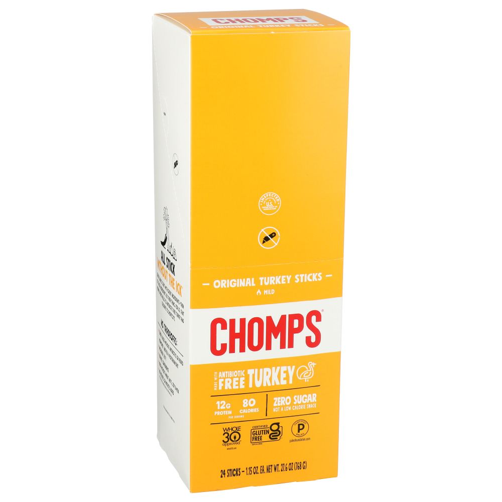 CHOMPS Snack Sticks, Original Mild Turkey, 1.15 Oz, Total Qty 24 MPN:CTOTJ144