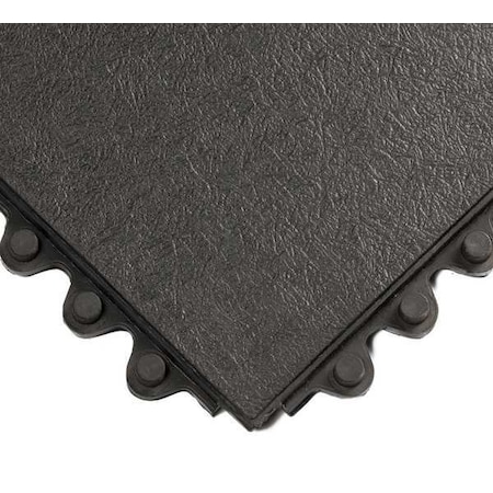 Interlocking Antifatigue Mat Tile, 5/8 in Thickness, Rubber, Black MPN:570