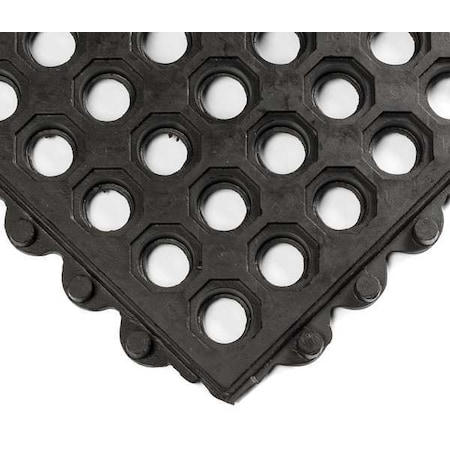 Interlocking Drainage Mat Tile, Rubber, 3 ft W x 3 ft L, 5/8 in Thick MPN:572
