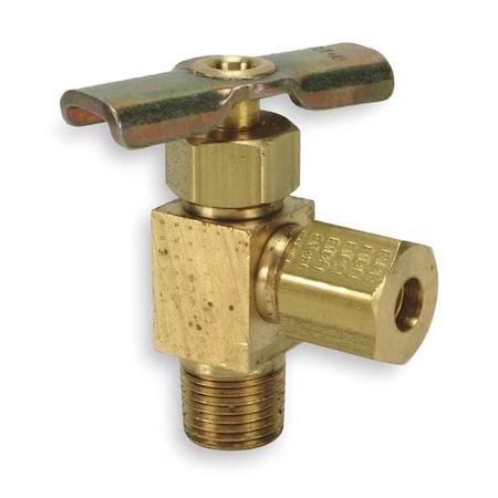 Needle Valve, Angled, Brass, 1/4 x 3/8 In. MPN:A6860