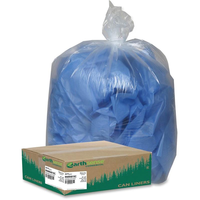 Webster 1.5 mil Trash Bags, 45 gal, 46inH x 40inW, 50% Recycled, Clear, 100 Bags MPN:RNW4615C