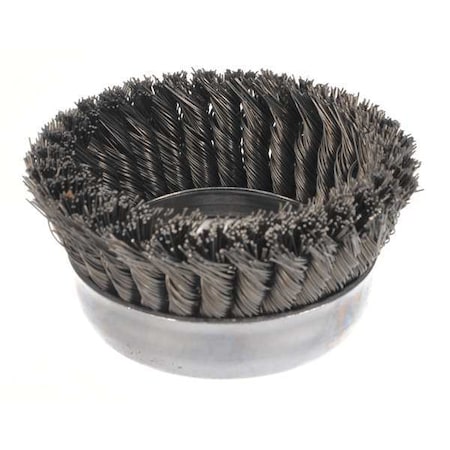 Knot Wire Cup Wire Brush, Threaded Arbor, 5