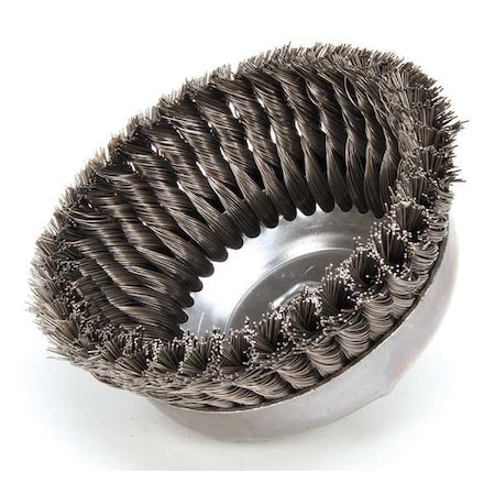 Knot Wire Cup Wire Brush, Threaded Arbor, 6