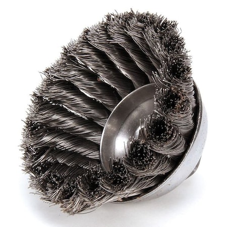 Cup Wire Brush, Threaded Arbor, 3-1/2
