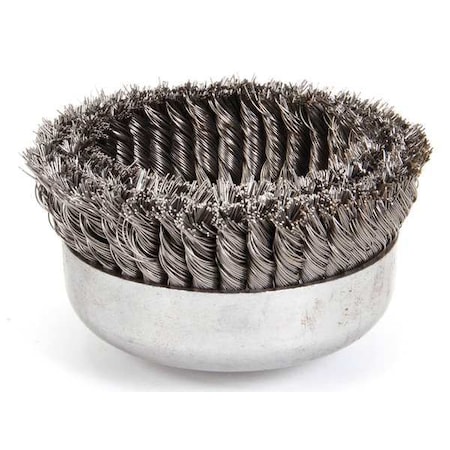 Double Row Cup Wire Brush, Threaded Arbor MPN:97443