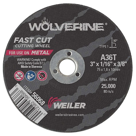 3 X 1/16 Wolv TY1 C-O Whl A36T 3/8 Ah MPN:56068