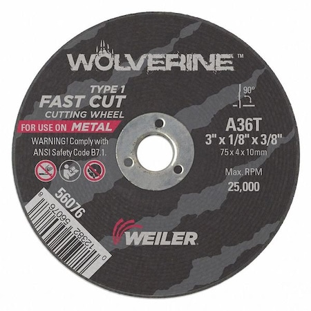 3 X 1/8 Wolv TY1 C-O Whl A36T 3/8 Ah MPN:56076