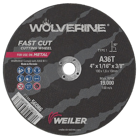 4 X 1/16 Wolv TY1 C-O Whl A36T 3/8 Ah MPN:56086