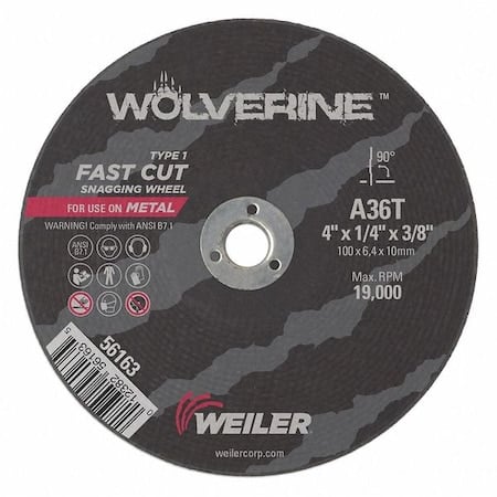 4 X 1/4 Wolv TY1 C-O Whl A36T 3/8 Ah MPN:56163