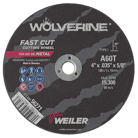 4 X 035 Wolv TY1 C-O Whl A60 5/8 Ah MPN:56271