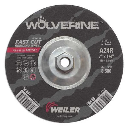 7 X 1/4 Wolv TY27 Grindwhl A24R 5/8-11 Unc MPN:56468