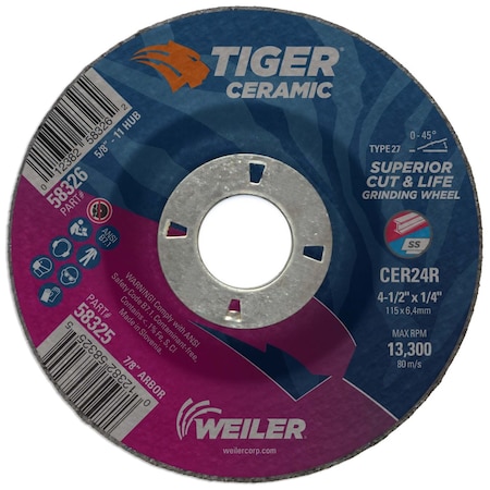 4.5 X 1/4 Tiger CERAMICT27 Gw CER24R 7/8 Ah MPN:58325