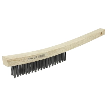 Wire Scratch Brush, .012 Carbon Steel Fill, Curved Handle, 3x19 Rows MPN:44053