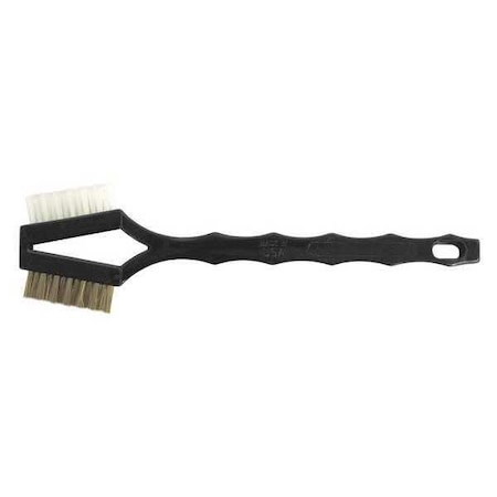 Double Sided V-Shape Scratch Brush .006 Brass & .016 White Nylon Block MPN:44731
