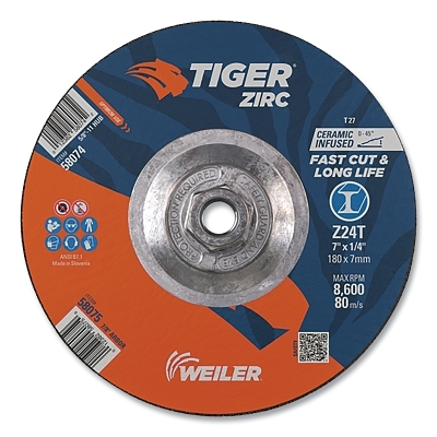 7 X 1/4 Tiger Zirc TY27GRIND Whl 5/8-11 Ah MPN:58074