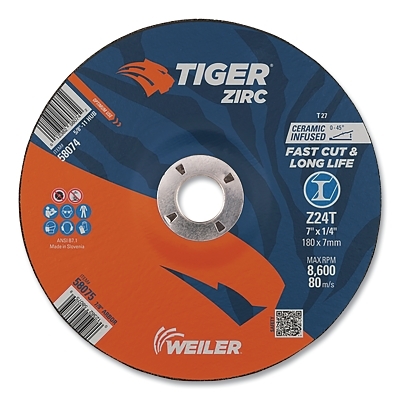 7 X 1/4 Tiger Zirc TY27GRIND Whl 7/8 Ah MPN:58075