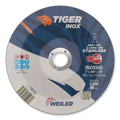 7 X .060 Tiger Inox T1 Cutting Wheel 60S 7/8 Ah MPN:58103