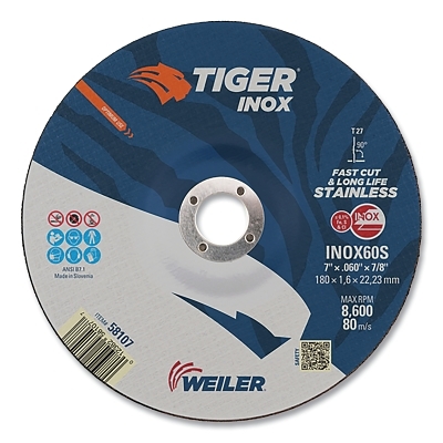 7 X .045 Tiger Inox T27CUTTING Wheel 60S 7/8 Ah MPN:58107