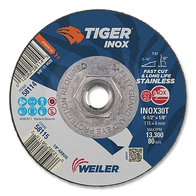 4-1/2X1/8 Inox T27 COMB.WHL INOX30T 5/8-11ARB MPN:58114