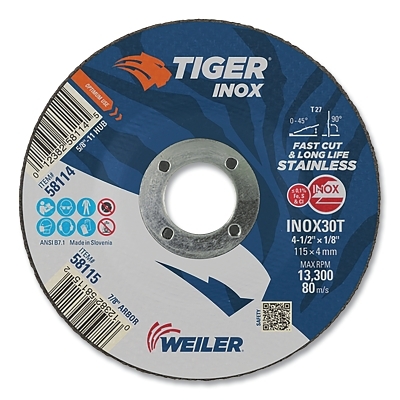 4-1/2X1/8 Inox T27 COMB.WHL INOX30T 7/8ARB MPN:58115