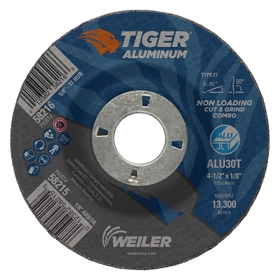 4-1/2X1/8 Tgr Alum T27 Cut/Grind Whl ALU30T 7/8 MPN:58215