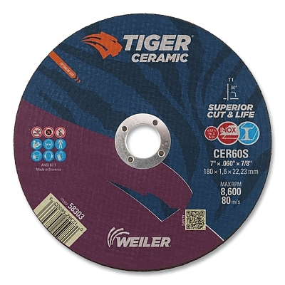 7 X .060 Tiger Ceramic T1 Cutting CER60S 7/8 Ah MPN:58303