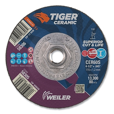 4.5 X .045 Tiger CERAMICT27 Cw CER60S 5/8-11 MPN:58306