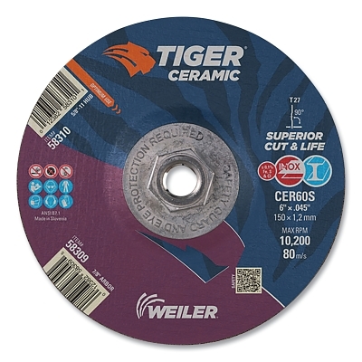6 X .045 Tiger Ceramic T27 Cutting CER60S 5/8-11 MPN:58310