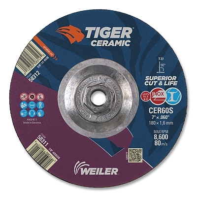 7 X .060 Tiger Ceramic T27 Cutting CER60S 5/8-11 MPN:58312