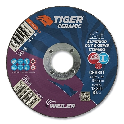4.5 X 1/8 Tiger CERAMICT27 Combo CER30T 7/8 Ah MPN:58315
