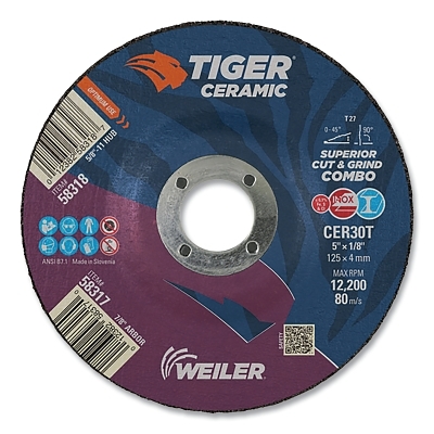5 X 1/8 Tiger Ceramic T27 Combo CER30T 7/8 Ah MPN:58317