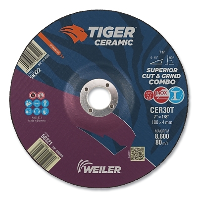 7 X 1/8 Tiger Ceramic T27 Combo CER30T 7/8 Ah MPN:58321