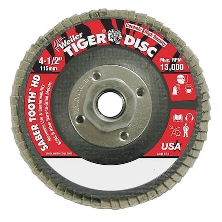 4-1/2 Tiger Ceramic High Density (TY27) Abrasive 80C 5/8