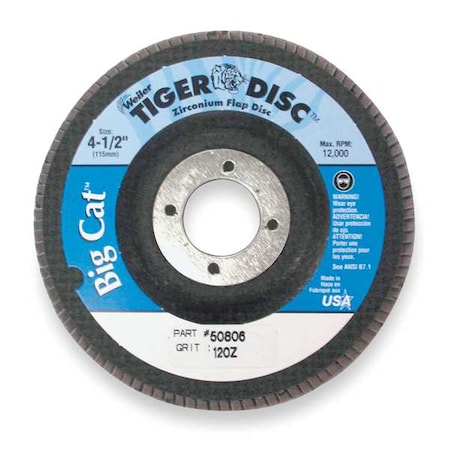 Arbor Mount Flap Disc, 4-1/2in, 120, Fine MPN:96177