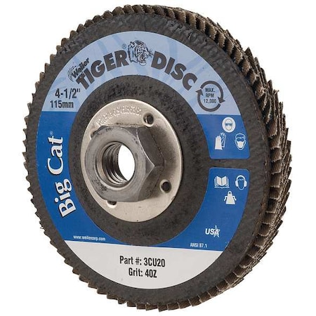 Arbor Mount Flap Disc, 4-1/2in, 40, Coarse MPN:96359