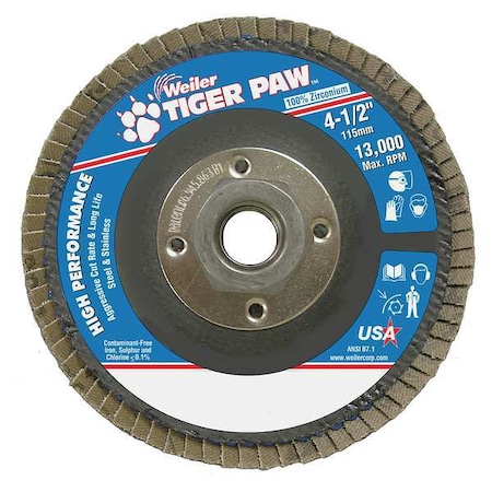 Flap Disc, Type 29, 4-1/2in. dia., 80 Grit MPN:98804