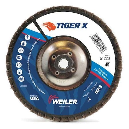 Flap Disc, 7 in. x 40 Grit, 7/8, 8600 RPM MPN:98929