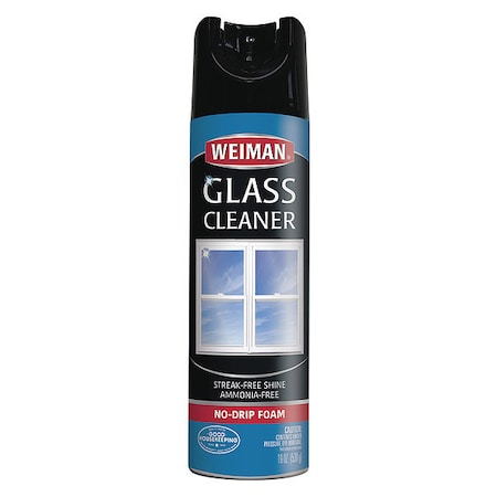 Liquid Glass Cleaner, Blue, Unscented, 19 oz, Aerosol Can MPN:10