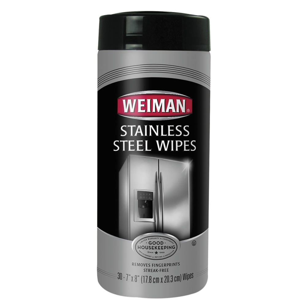 Weiman Stainless Steel Wipes, 7in x 8in, Canister Of 30 (Min Order Qty 8) MPN:92A