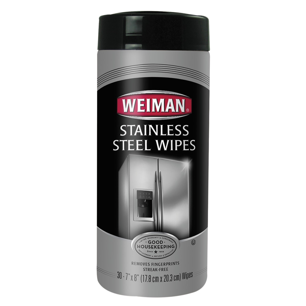 Weiman Stainless Steel Wipes, 7in x 8in, Canister Of 30 MPN:92A