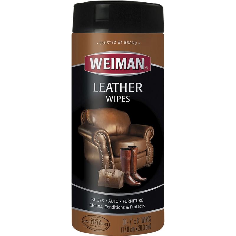 Weiman Products Leather Wipes - Wipe - 7in Width x 8in Length - 30 / Canister - 4 / Carton - White (Min Order Qty 3) MPN:91CT