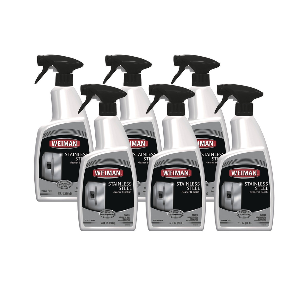 WEIMAN Stainless Steel Cleaner and Polish, Floral Scent, 22 oz Spray Bottle, 6/Carton MPN:108A