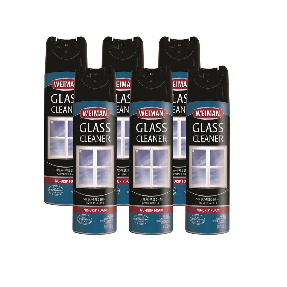 WEIMAN Foaming Glass Cleaner, 19 oz Aerosol Spray Can, 6/Carton MPN:10CT