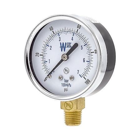 Pressure Gauge, 1/4 in NPT, Bottom Location MPN:25TL4PDW-PBF