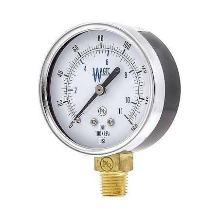 Pressure Gauge, 1/4 in NPT, Bottom Location MPN:25TL4PEW-PBF