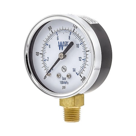 Pressure Gauge, 1/4 in NPT, Bottom Location MPN:25TL4PFW-PBF