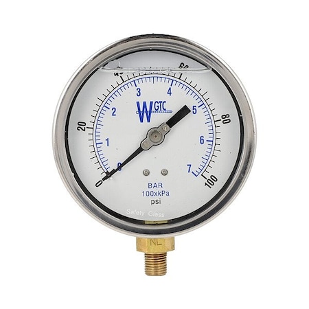 Pressure Gauge, 1/4 in NPT, Bottom Location MPN:401L4PDW-PBF